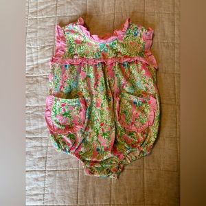 Bright floral baby bubble onesie